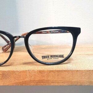 NEW True Religion Eyeglass Frame, Rx'able, cat eye, black, trendy, 54-18-140